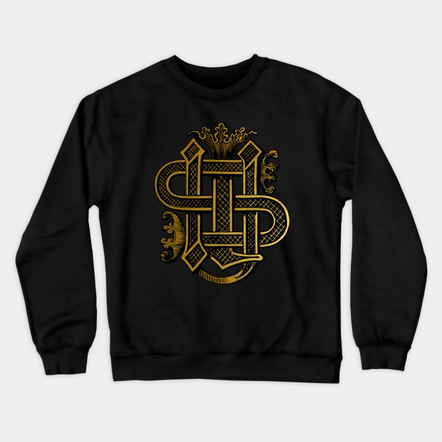 Christogram IHS Vintage Engraving Crewneck Sweatshirt by Beltschazar